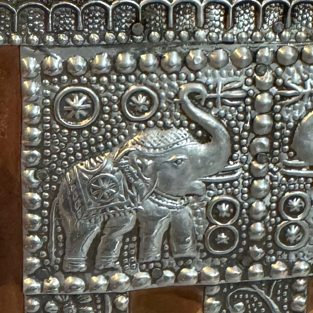 Hammered Metal Hanging Letter Holder and Key Hooks Elephant God Ganesh